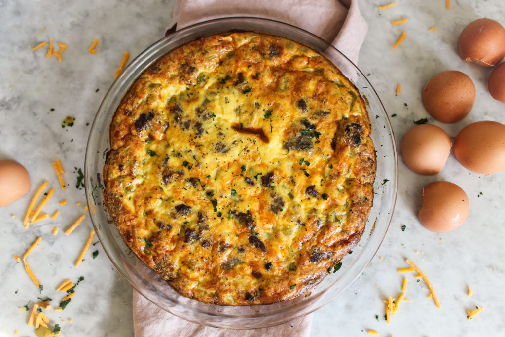 Sausage Green Chili Crustless Quiche - Midwest Southerner
