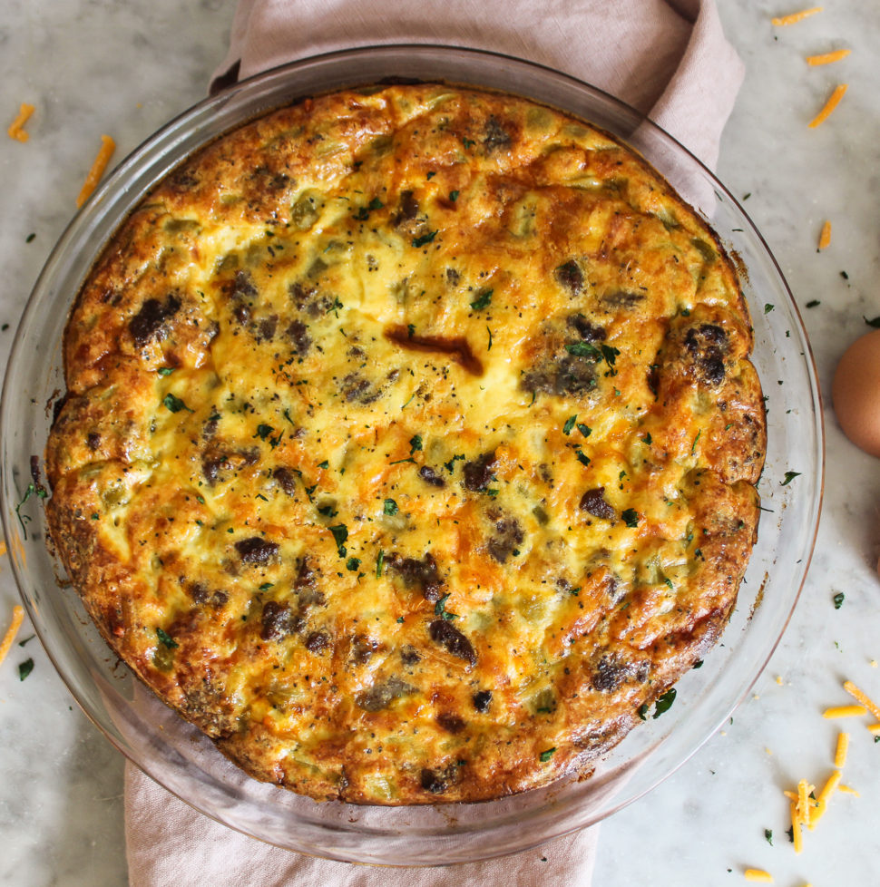 Sausage Green Chili Crustless Quiche - Midwest Southerner